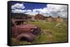 Wood Buildings and Old Car, Bodie State Historic Park, California, USA-Jaynes Gallery-Framed Stretched Canvas