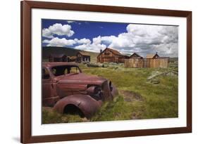 Wood Buildings and Old Car, Bodie State Historic Park, California, USA-Jaynes Gallery-Framed Photographic Print