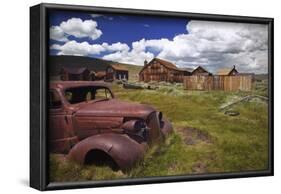 Wood Buildings and Old Car, Bodie State Historic Park, California, USA-Jaynes Gallery-Framed Photographic Print