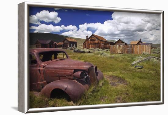 Wood Buildings and Old Car, Bodie State Historic Park, California, USA-Jaynes Gallery-Framed Photographic Print