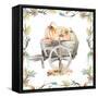 Wood Cart Square with Branches-Patricia Pinto-Framed Stretched Canvas