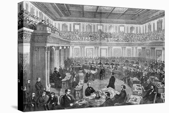 Wood Engraving the Senate as a Court of Impeachment for the Trial of Andrew Johnson-null-Stretched Canvas