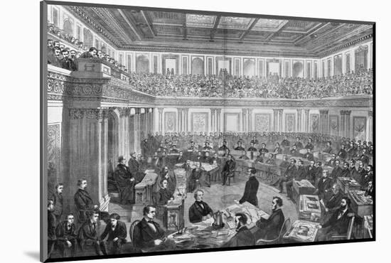 Wood Engraving the Senate as a Court of Impeachment for the Trial of Andrew Johnson-null-Mounted Photographic Print