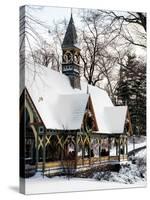 Wood House Snowy Winter in Central Park New York City-Philippe Hugonnard-Stretched Canvas