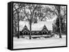 Wood House Snowy Winter in Central Park New York City-Philippe Hugonnard-Framed Stretched Canvas