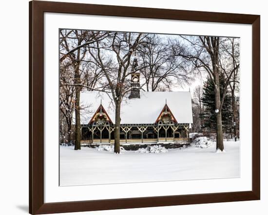 Wood House Snowy Winter in Central Park New York City-Philippe Hugonnard-Framed Photographic Print