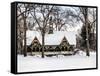 Wood House Snowy Winter in Central Park New York City-Philippe Hugonnard-Framed Stretched Canvas