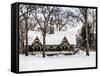 Wood House Snowy Winter in Central Park New York City-Philippe Hugonnard-Framed Stretched Canvas