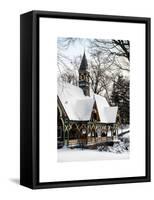 Wood House Snowy Winter in Central Park New York City-Philippe Hugonnard-Framed Stretched Canvas