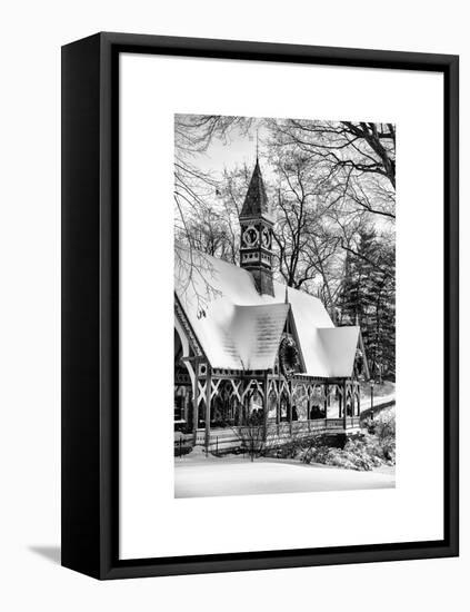 Wood House Snowy Winter in Central Park New York City-Philippe Hugonnard-Framed Stretched Canvas