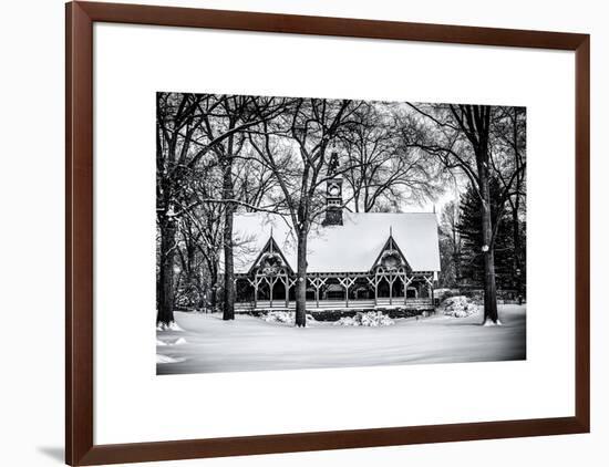 Wood House Snowy Winter in Central Park New York City-Philippe Hugonnard-Framed Art Print