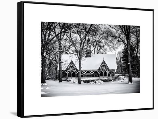 Wood House Snowy Winter in Central Park New York City-Philippe Hugonnard-Framed Stretched Canvas