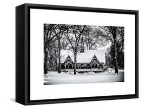 Wood House Snowy Winter in Central Park New York City-Philippe Hugonnard-Framed Stretched Canvas