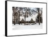 Wood House Snowy Winter in Central Park New York City-Philippe Hugonnard-Framed Stretched Canvas