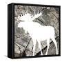 Wood Moose Reverse Mate-Jace Grey-Framed Stretched Canvas