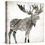 Wood Moose-Jace Grey-Stretched Canvas