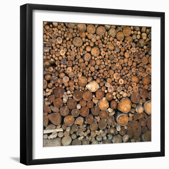 Wood Pile in the Walser Village of Grimentz, Valais, Swiss Alps, Switzerland, Europe-Angelo Cavalli-Framed Photographic Print