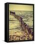 Wood Pilings on Beach, Vintage Retro Effect.-Maciej Bledowski-Framed Stretched Canvas