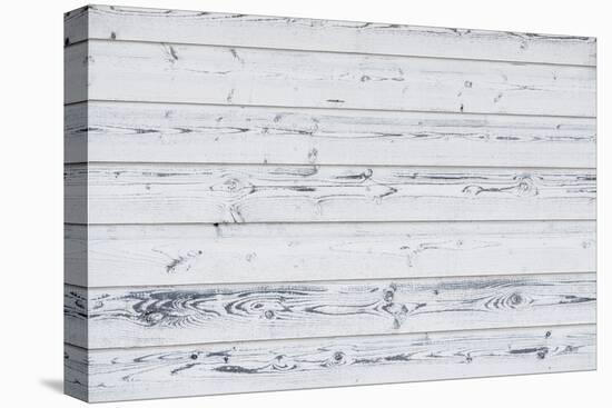 Wood Planks Painted White, Vintage Look-stefanholm-Stretched Canvas