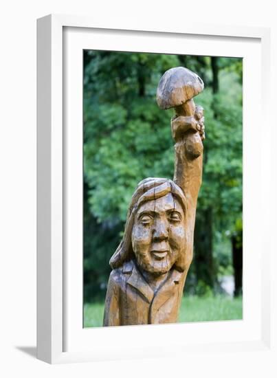 Wood Sculpture at Entrance to Girios Aidas (Echoes of the Forest) Museum of Natural History-null-Framed Photographic Print