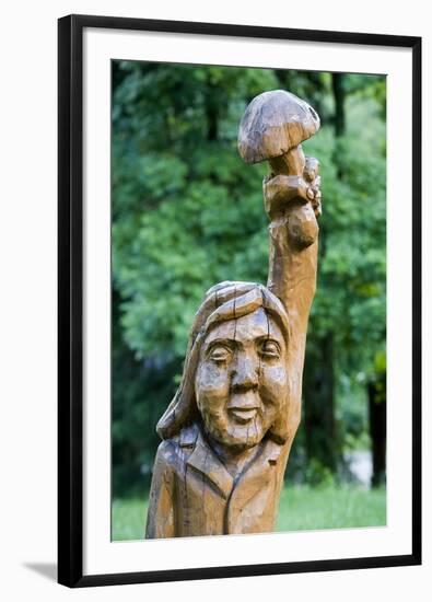 Wood Sculpture at Entrance to Girios Aidas (Echoes of the Forest) Museum of Natural History-null-Framed Photographic Print