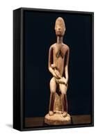 Wood Sculpture Depicting Mother and Child-null-Framed Stretched Canvas