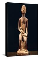 Wood Sculpture Depicting Mother and Child-null-Stretched Canvas