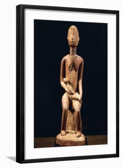 Wood Sculpture Depicting Mother and Child-null-Framed Giclee Print