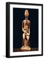 Wood Sculpture Depicting Mother and Child-null-Framed Giclee Print