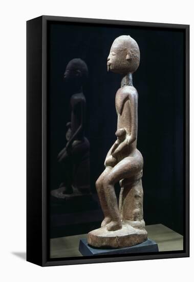 Wood Sculpture Depicting Mother and Child-null-Framed Stretched Canvas