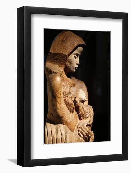 Wood sculpture of Virgin and Child, France-Godong-Framed Photographic Print