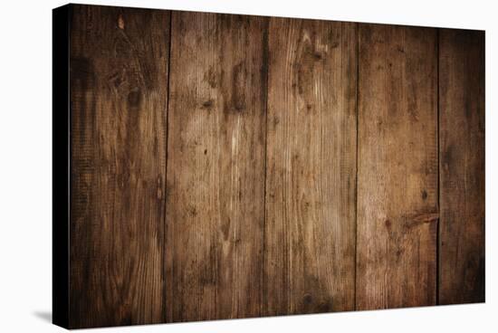 Wood Texture Plank Grain Background, Wooden Desk Table or Floor, Old Striped Timber Board-Vladimirs-Stretched Canvas