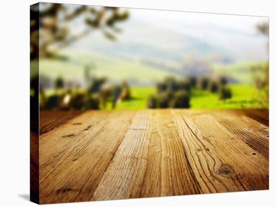 Wood Textured Backgrounds on the Tuscany Landscape-ZoomTeam-Stretched Canvas