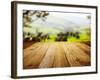 Wood Textured Backgrounds on the Tuscany Landscape-ZoomTeam-Framed Photographic Print