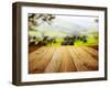 Wood Textured Backgrounds on the Tuscany Landscape-ZoomTeam-Framed Photographic Print