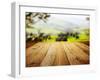 Wood Textured Backgrounds on the Tuscany Landscape-ZoomTeam-Framed Photographic Print