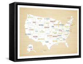 Wood USA Map-Kindred Sol Collective-Framed Stretched Canvas