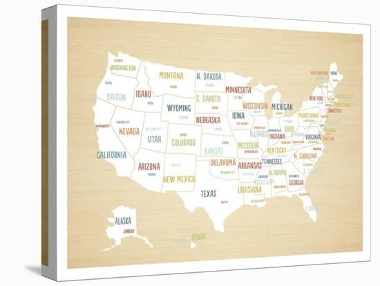 Wood USA Map-Kindred Sol Collective-Stretched Canvas