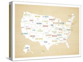 Wood USA Map-Kindred Sol Collective-Stretched Canvas