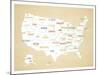 Wood USA Map-Kindred Sol Collective-Mounted Art Print