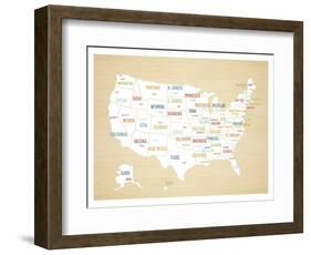 Wood USA Map-Kindred Sol Collective-Framed Art Print