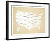 Wood USA Map-Kindred Sol Collective-Framed Art Print