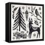 Woodcut Christmas V-Daphne Brissonnet-Framed Stretched Canvas