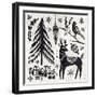 Woodcut Christmas V-Daphne Brissonnet-Framed Art Print