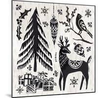 Woodcut Christmas V-Daphne Brissonnet-Mounted Art Print