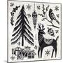 Woodcut Christmas V-Daphne Brissonnet-Mounted Art Print