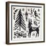 Woodcut Christmas V-Daphne Brissonnet-Framed Premium Giclee Print