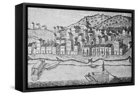 Woodcut Depicting Cincinnati-null-Framed Stretched Canvas