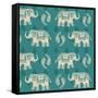 Woodcut Elephant Pattern B-Daphne Brissonnet-Framed Stretched Canvas