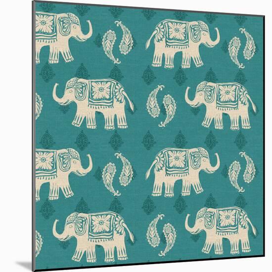 Woodcut Elephant Pattern B-Daphne Brissonnet-Mounted Art Print